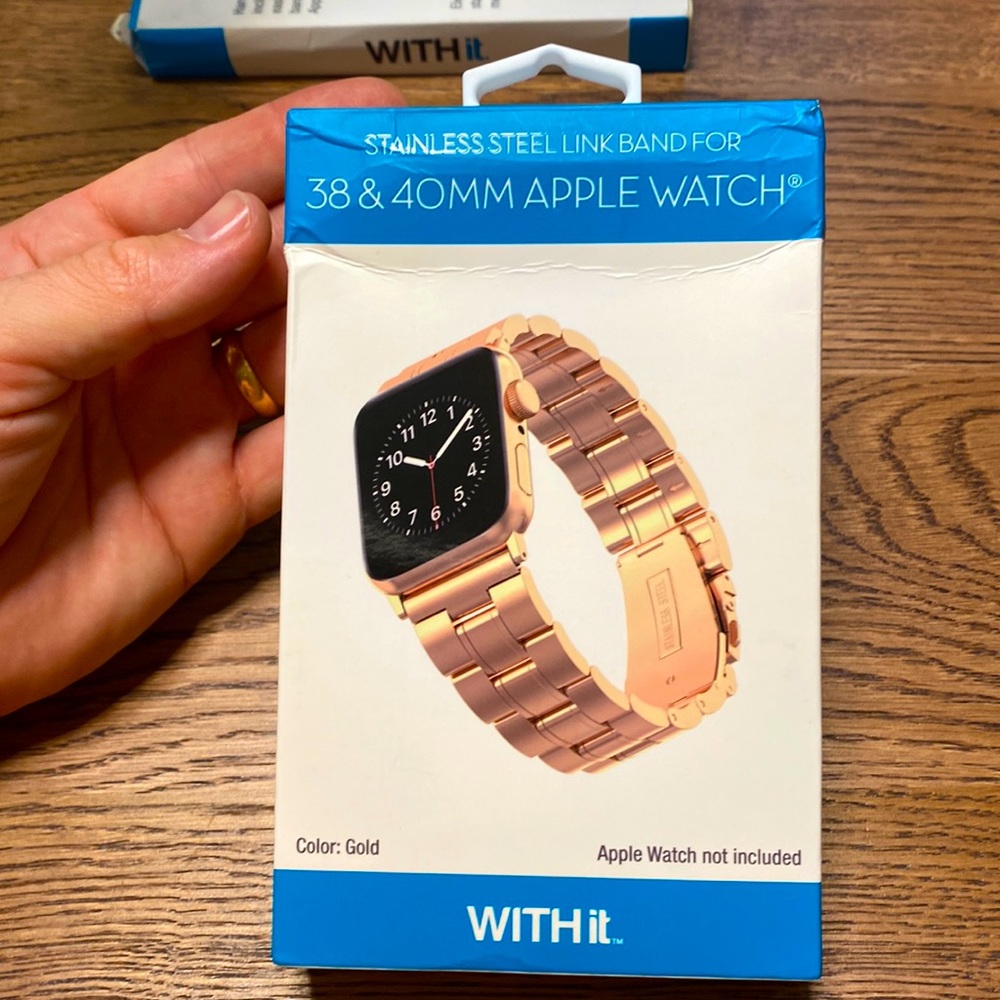 WITHit Designer Band for Apple Watch (Gold Stainless Steel Link 38/40)
